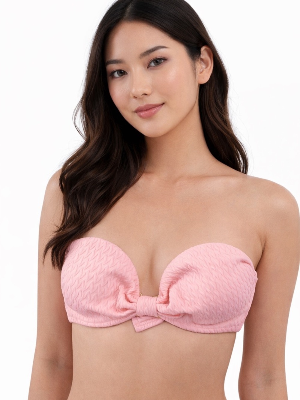 No Boundaries Light Pink Strapless Bikini Top with Center Bow